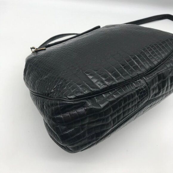Sharif Vintage Black Croc Embossed Leather Studded Crossbody - Picture 9 of 12